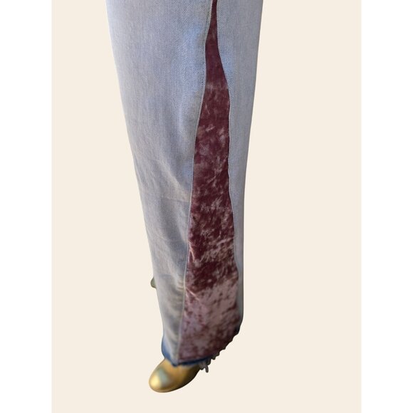 Vince Jeans ReCreated by Angelina Vanelli Lt Wash Patchwork Floral Velvet Detail - Picture 5 of 10